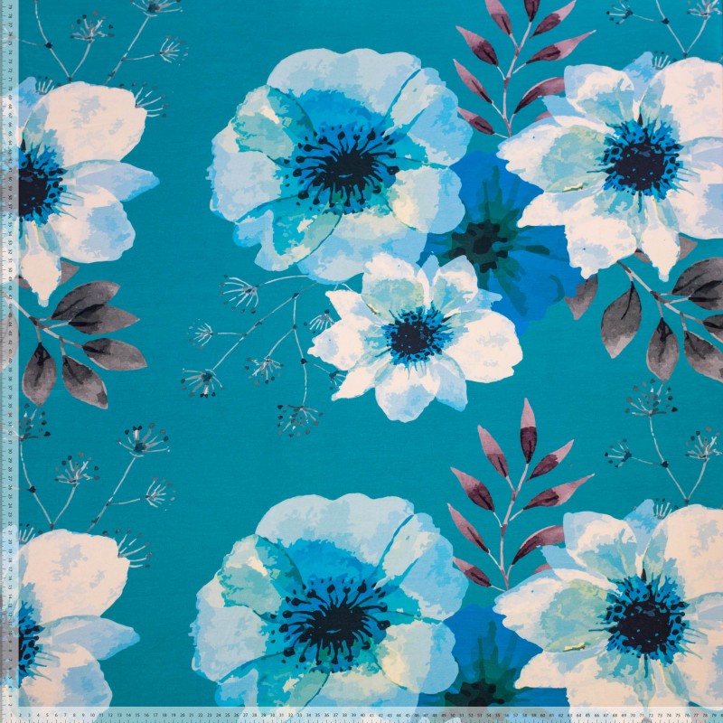 French Sweat Poppy Flower Türkis