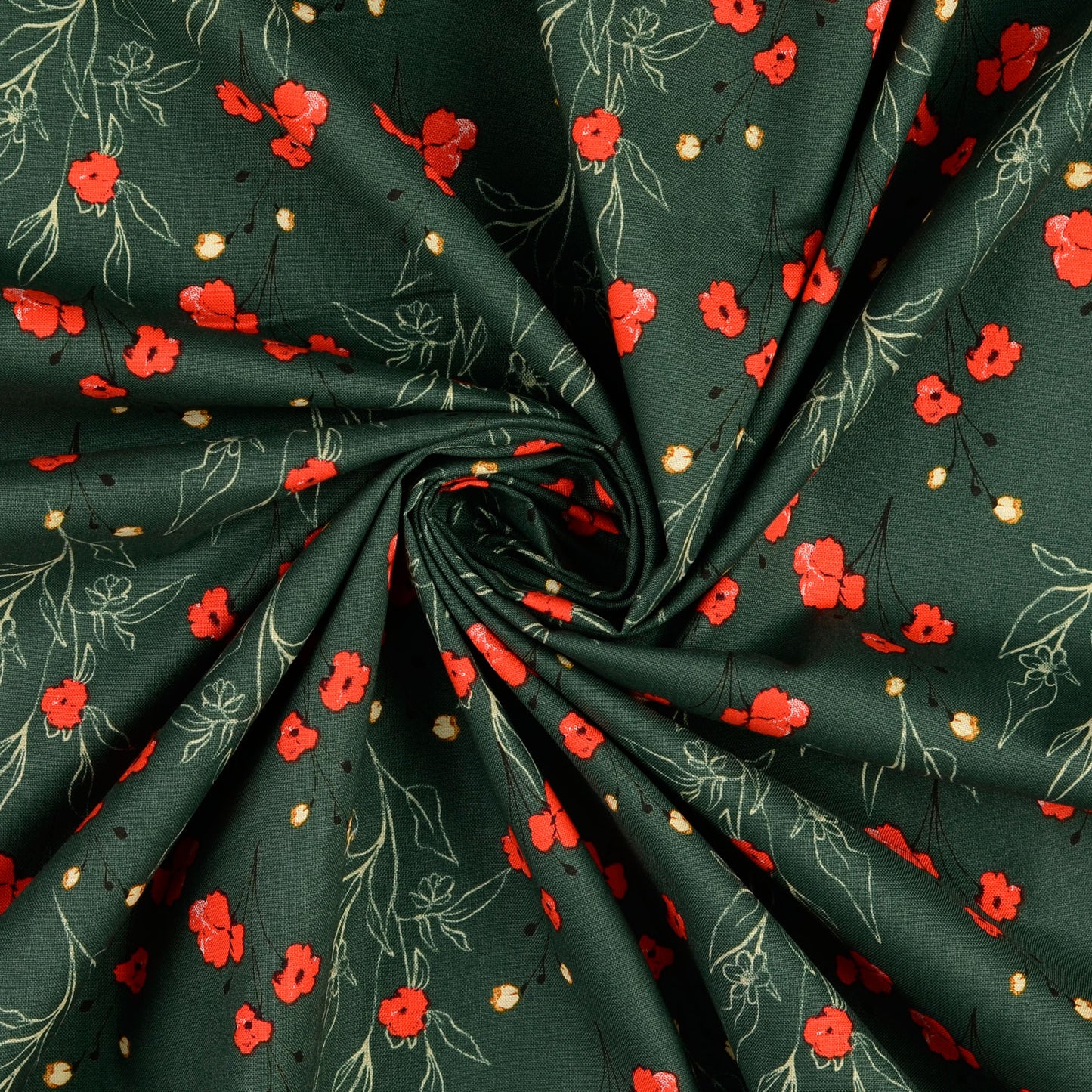 Baumwolle Olive mit Blumen