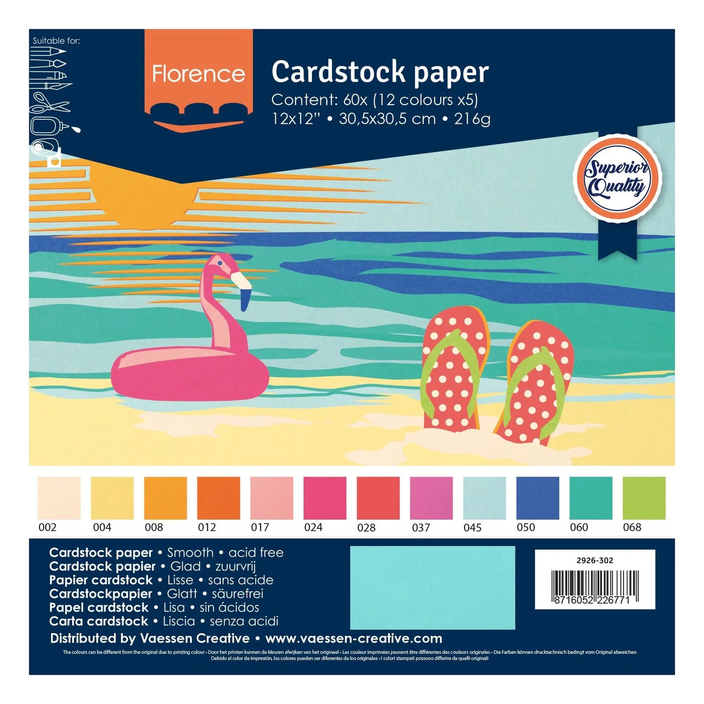 Florence • Tonkarton Multipack 216g Glatt 30,5x30,5cm Sommer 60x