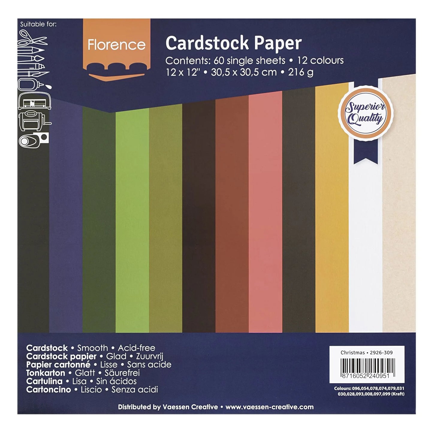Florence • Tonkarton 216g Glatt 30,5x30,5cm Christmas 12x5