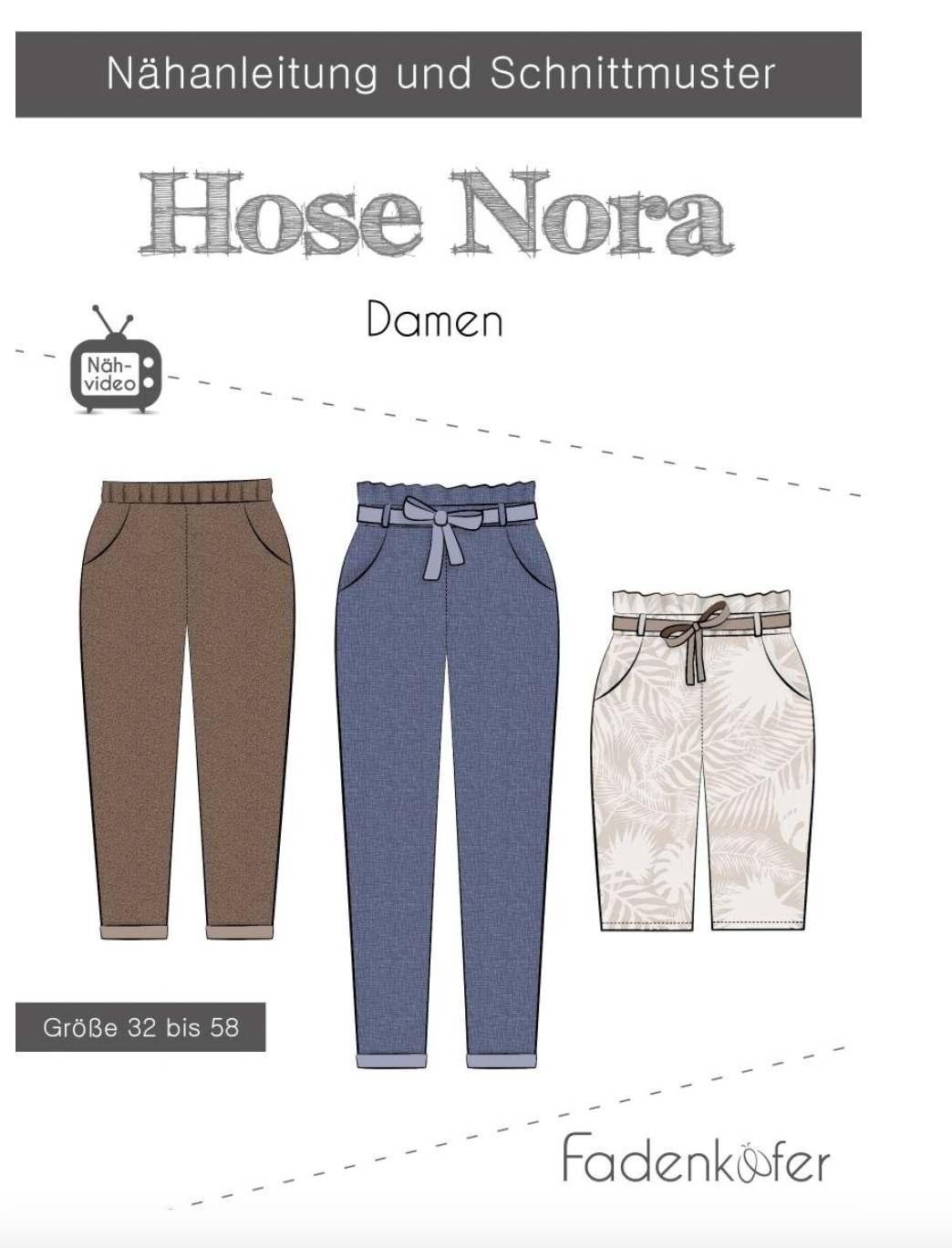 Schnittmuster, Nora Damen Hose, Gr 32-58
