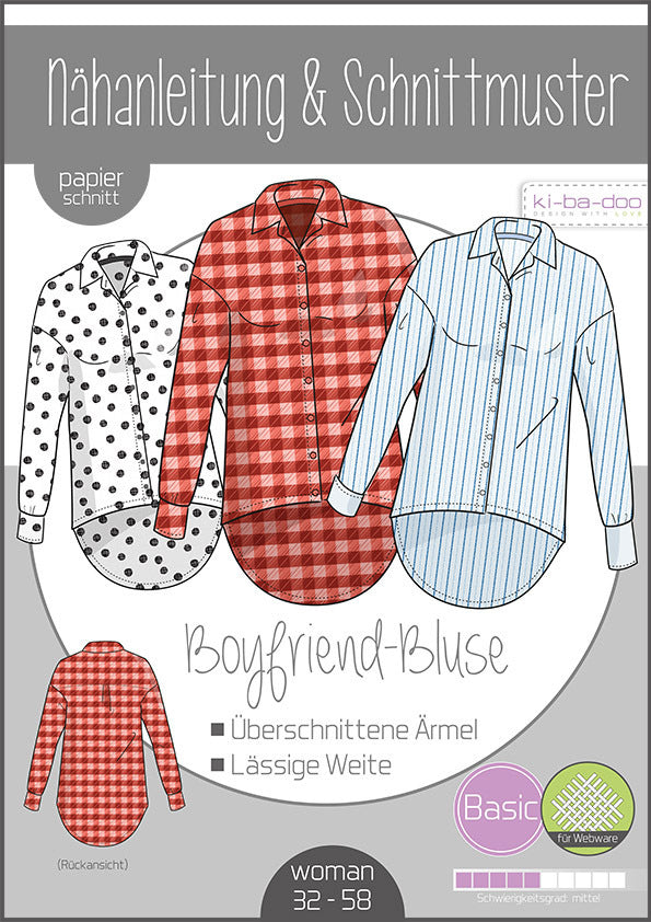 Schnittmuster, Boyfriend Bluse, Gr. 32-58
