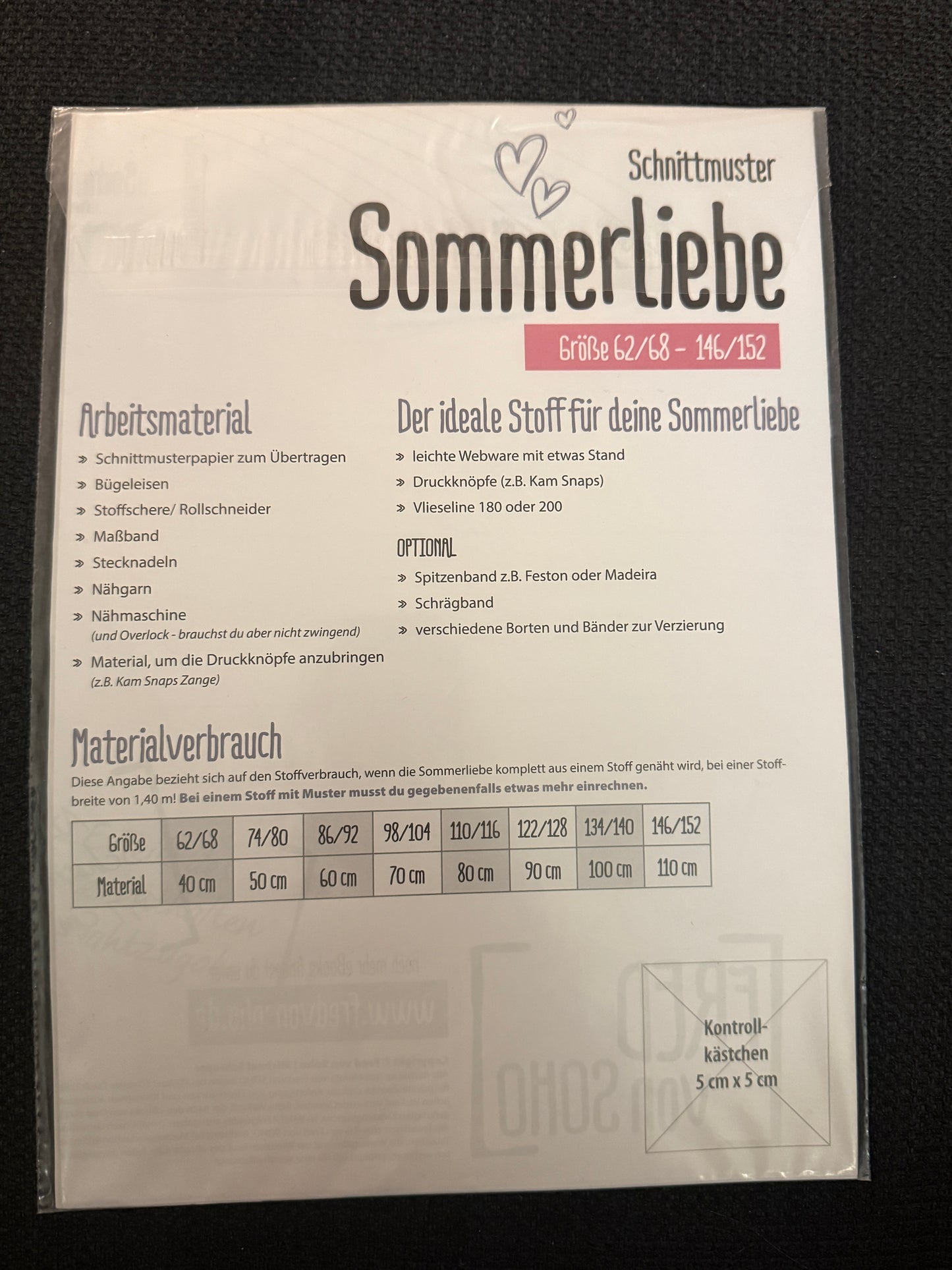 Schnittmuster, Sommerliebe, Gr 62/68 -146/152