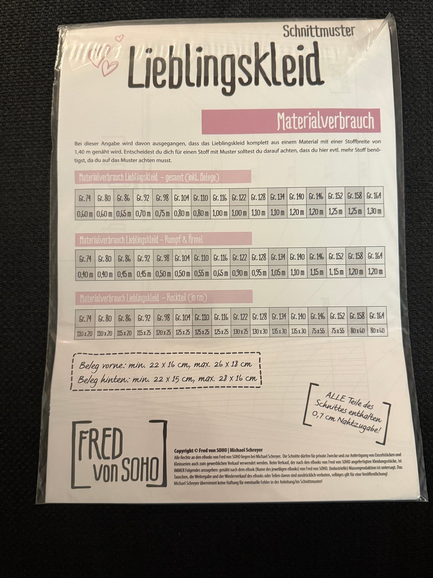 Schnittmuster, Lieblingskleid, Gr 74-164