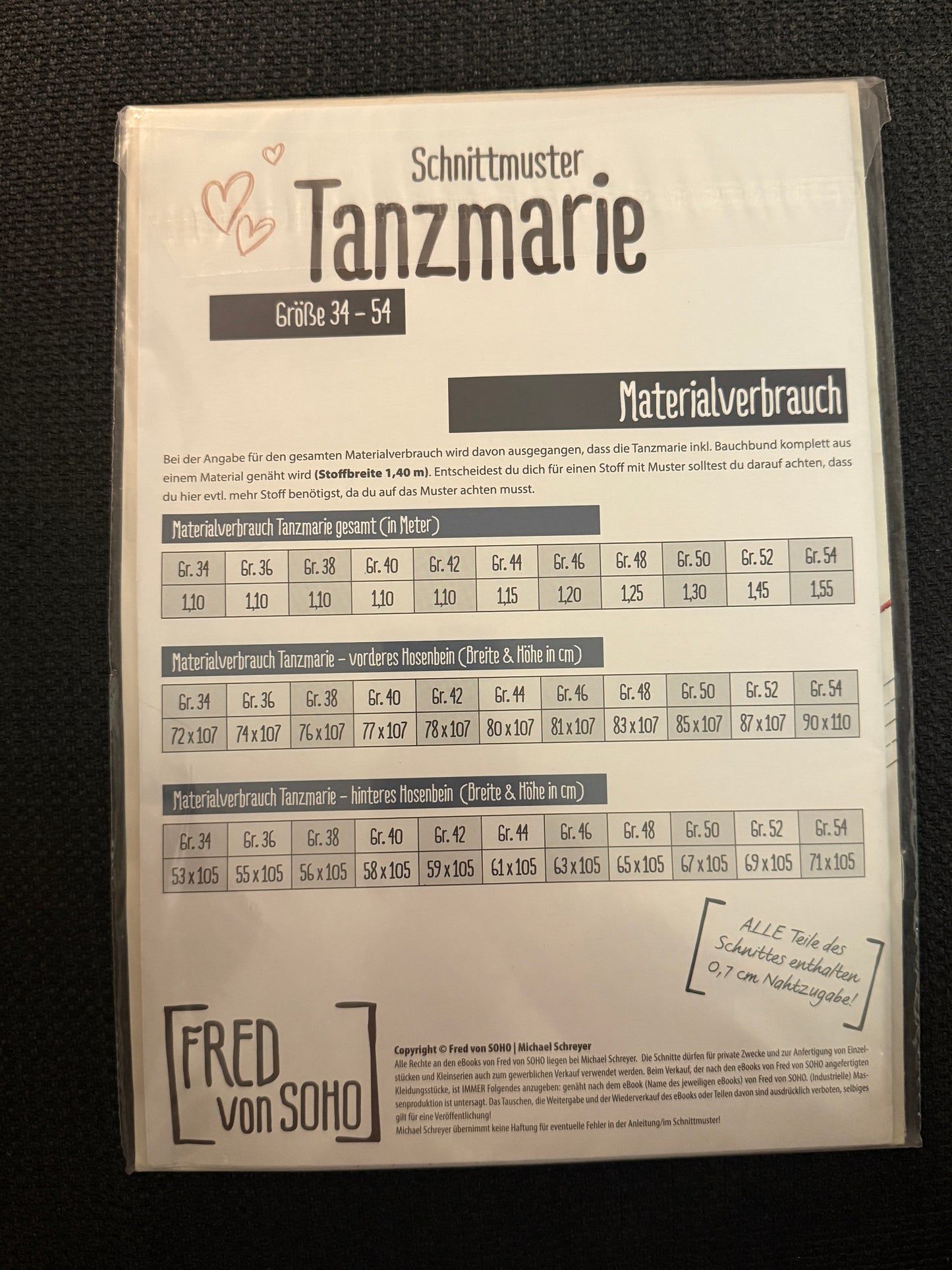 Schnittmuster, Tanzmarie, Gr 34-54