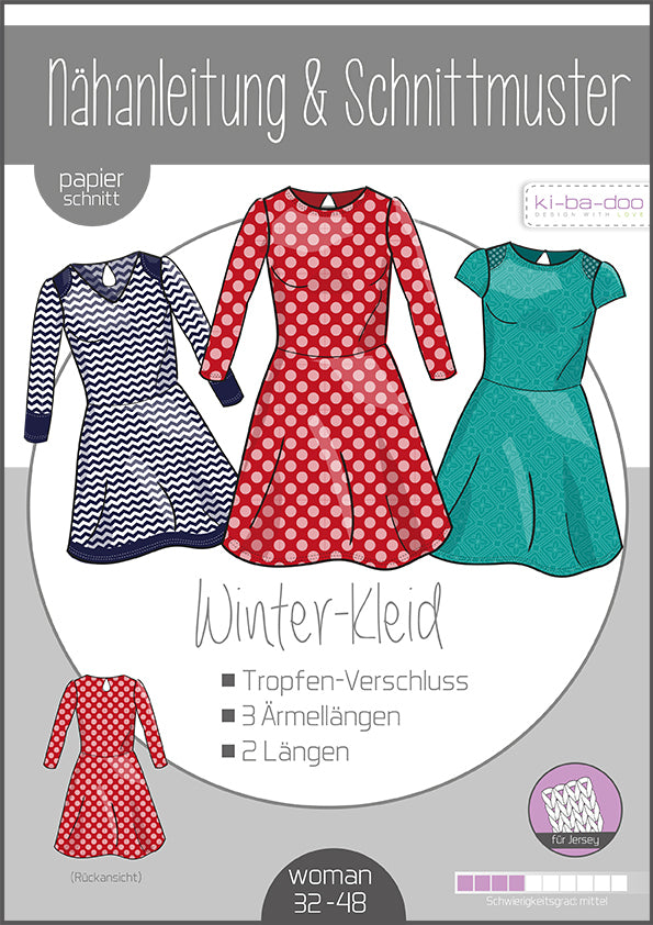 Schnittmuster, Winter-Kleid Damen, 32-48