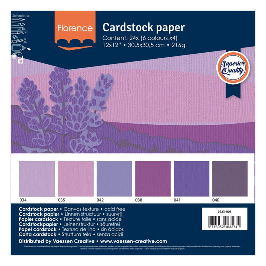 Florence • Tonkarton Multipack 216g Textur 30,5x30,5cm Violett 24x