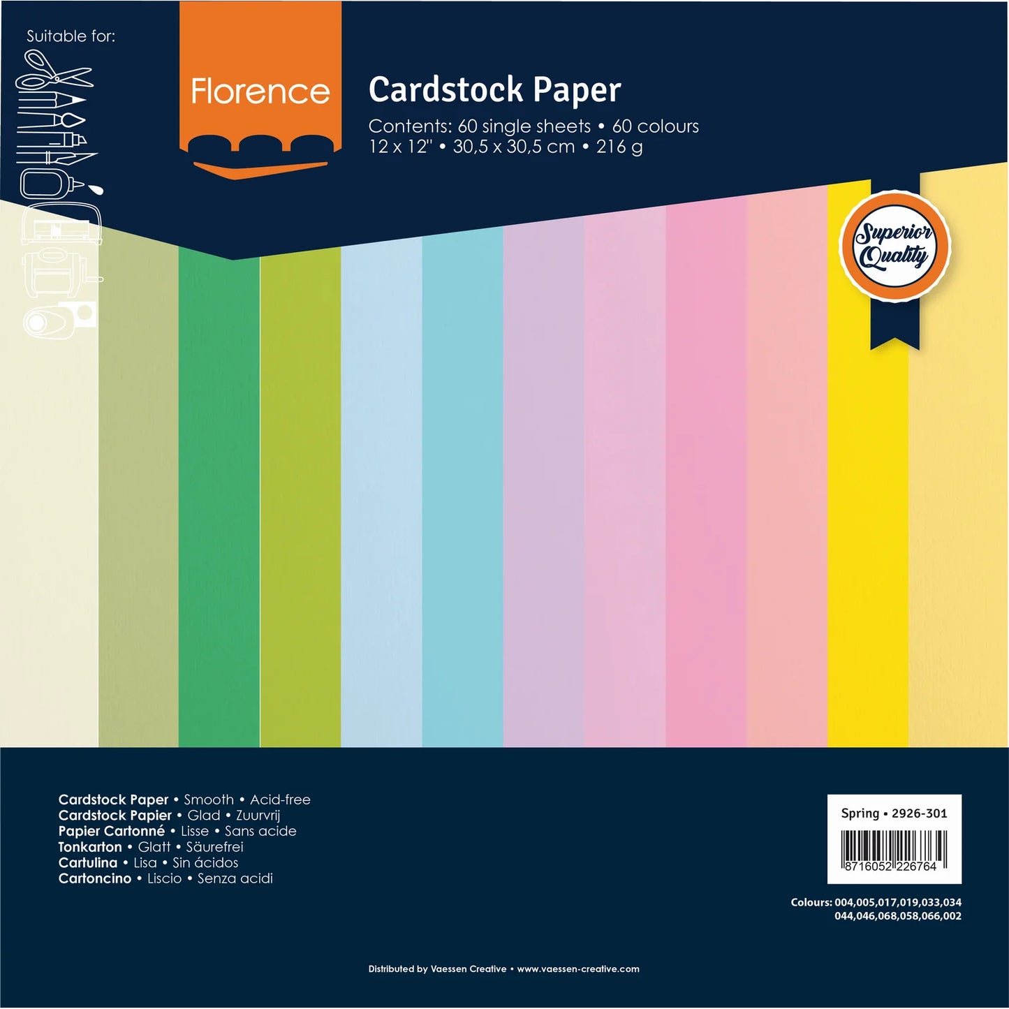 Florence • Tonkarton Multipack 216g Glatt 30,5x30,5cm Frühling 60x