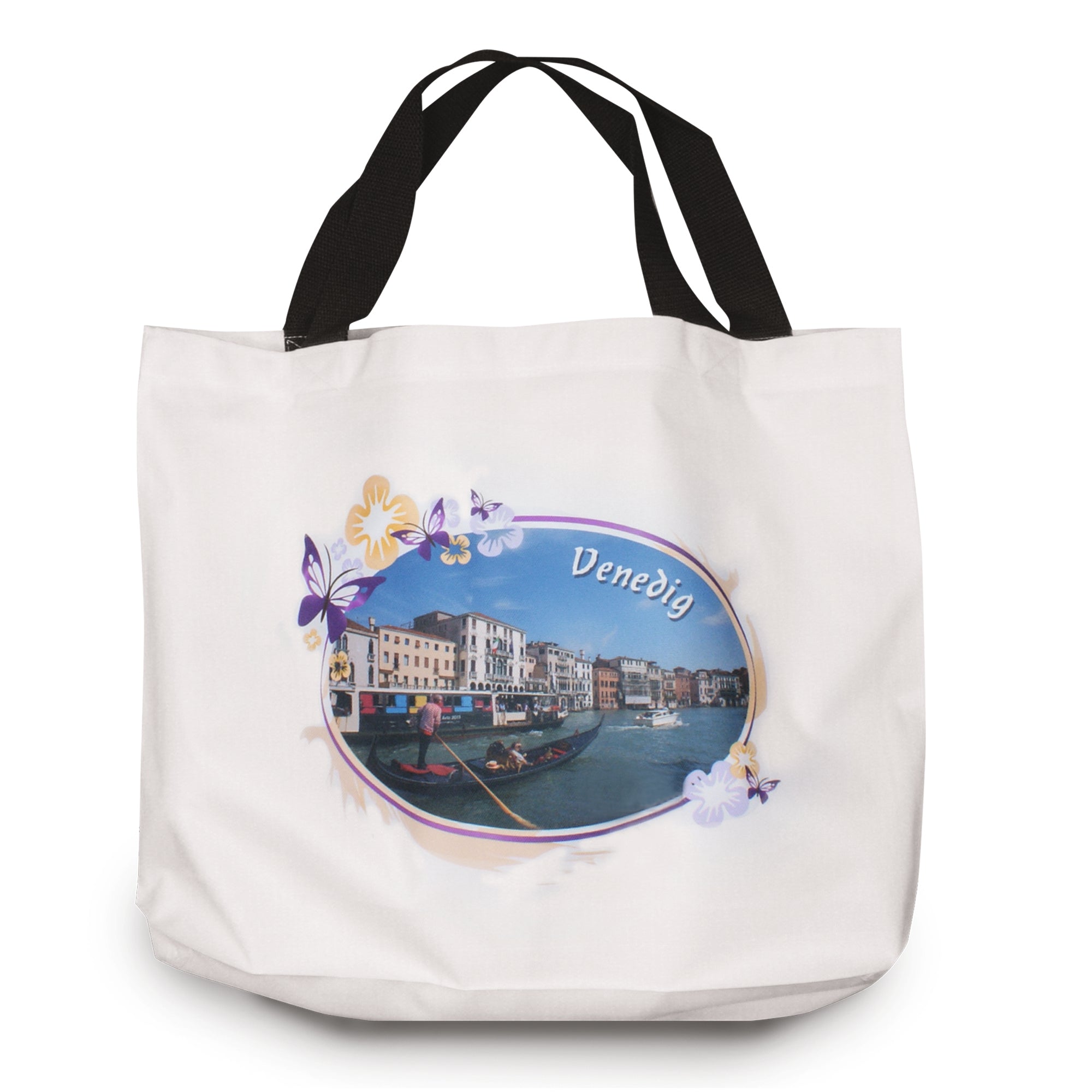 Sublistar® Strandtasche mit schwarzem Henkel und Bodenfalte