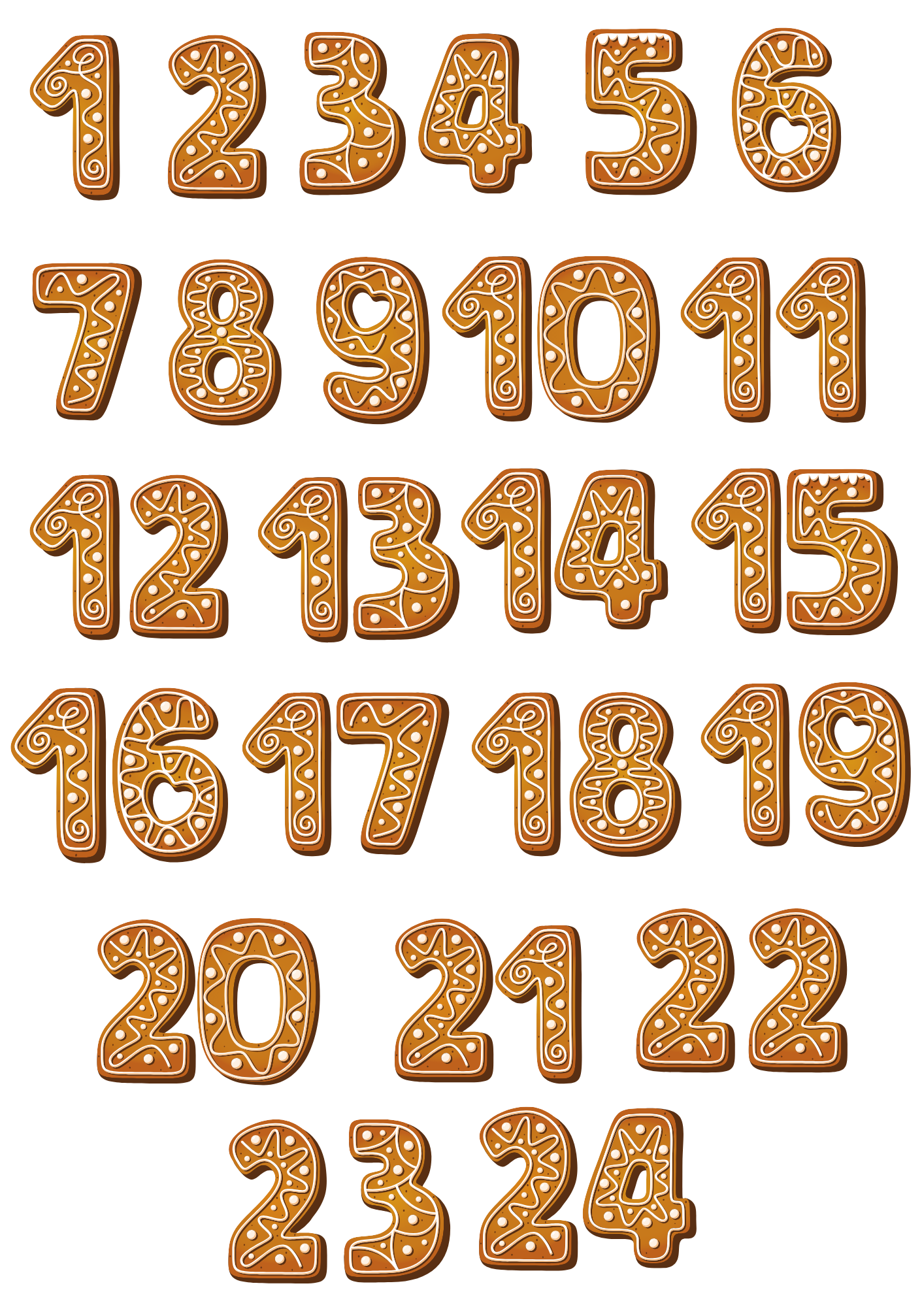 Bügelbild Adventskalender Zahlen