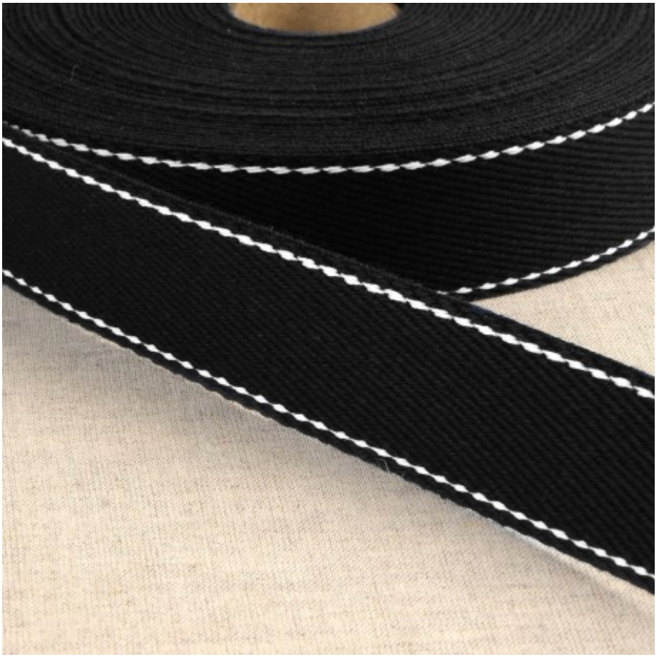 Gurtband Uni mit weisser Naht, 3 cm, Meterware (ab 0.5 Meter)