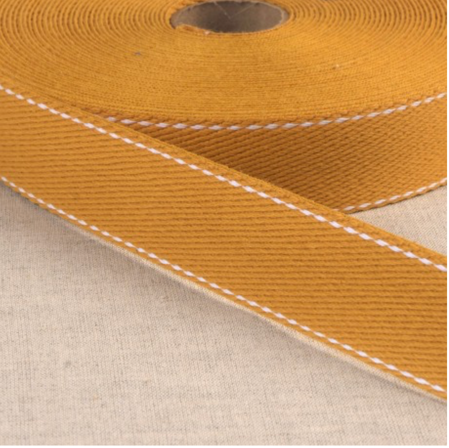 Gurtband Uni mit weisser Naht, 3 cm, Meterware (ab 0.5 Meter)