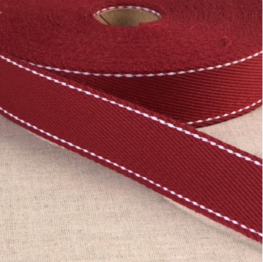 Gurtband Uni mit weisser Naht, 3 cm, Meterware (ab 0.5 Meter)