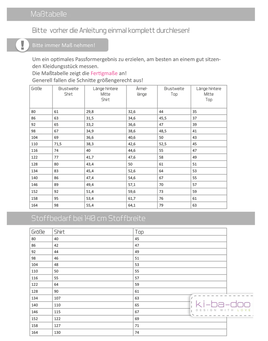 Schnittmuster, Lotty, Gr. 80-164
