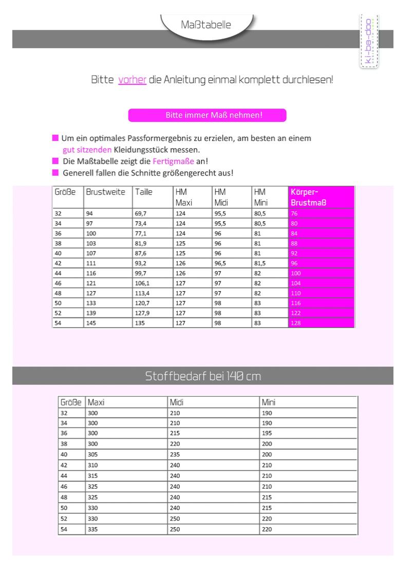 Schnittmuster, Birthe - Blusenkleid, Gr. 32-54