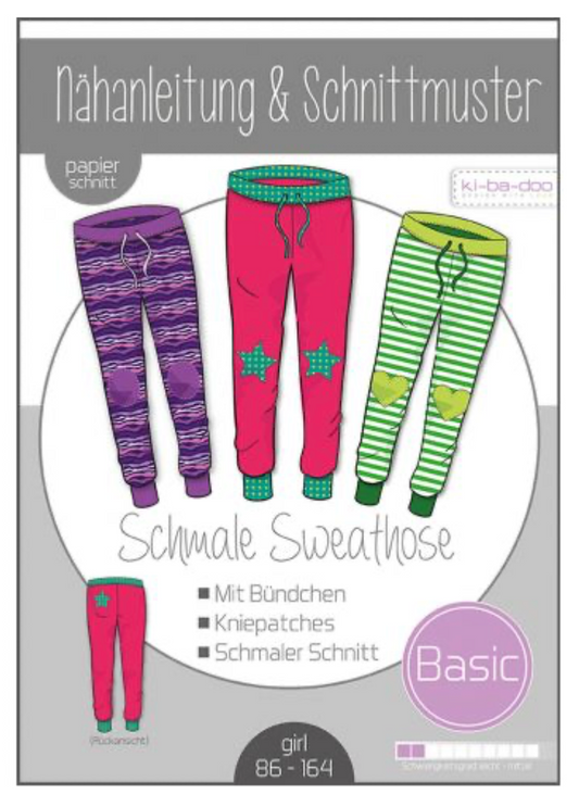 Schnittmuster, Schmale Sweathose, Gr. 86-164