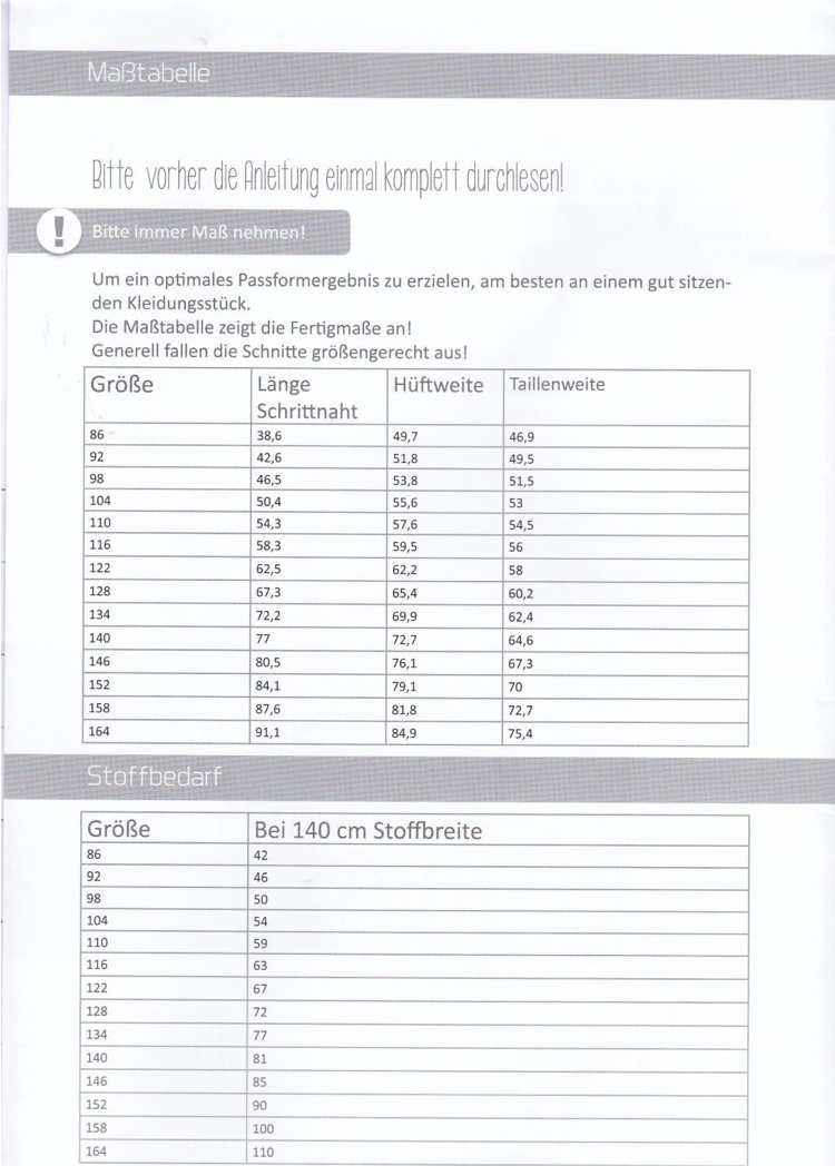 Schnittmuster, Schmale Sweathose, Gr. 86-164