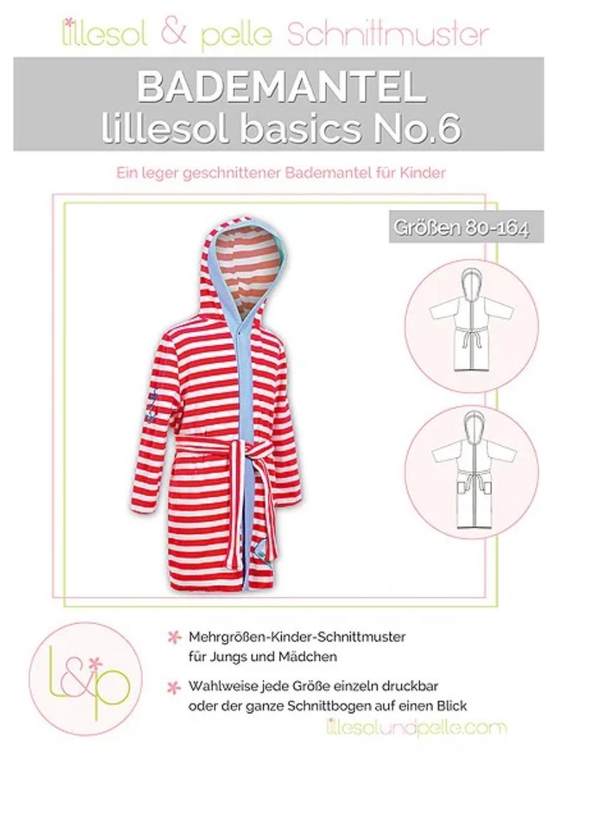 Schnittmuster, Lillesol Bademantel, No 6, Gr 80-164
