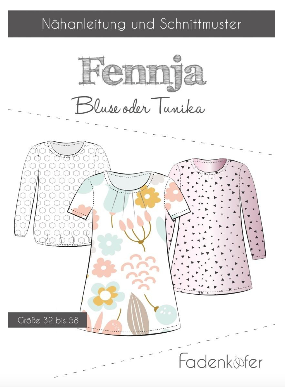 Schnittmuster, Fennja Damen Bluse, Gr 32-58