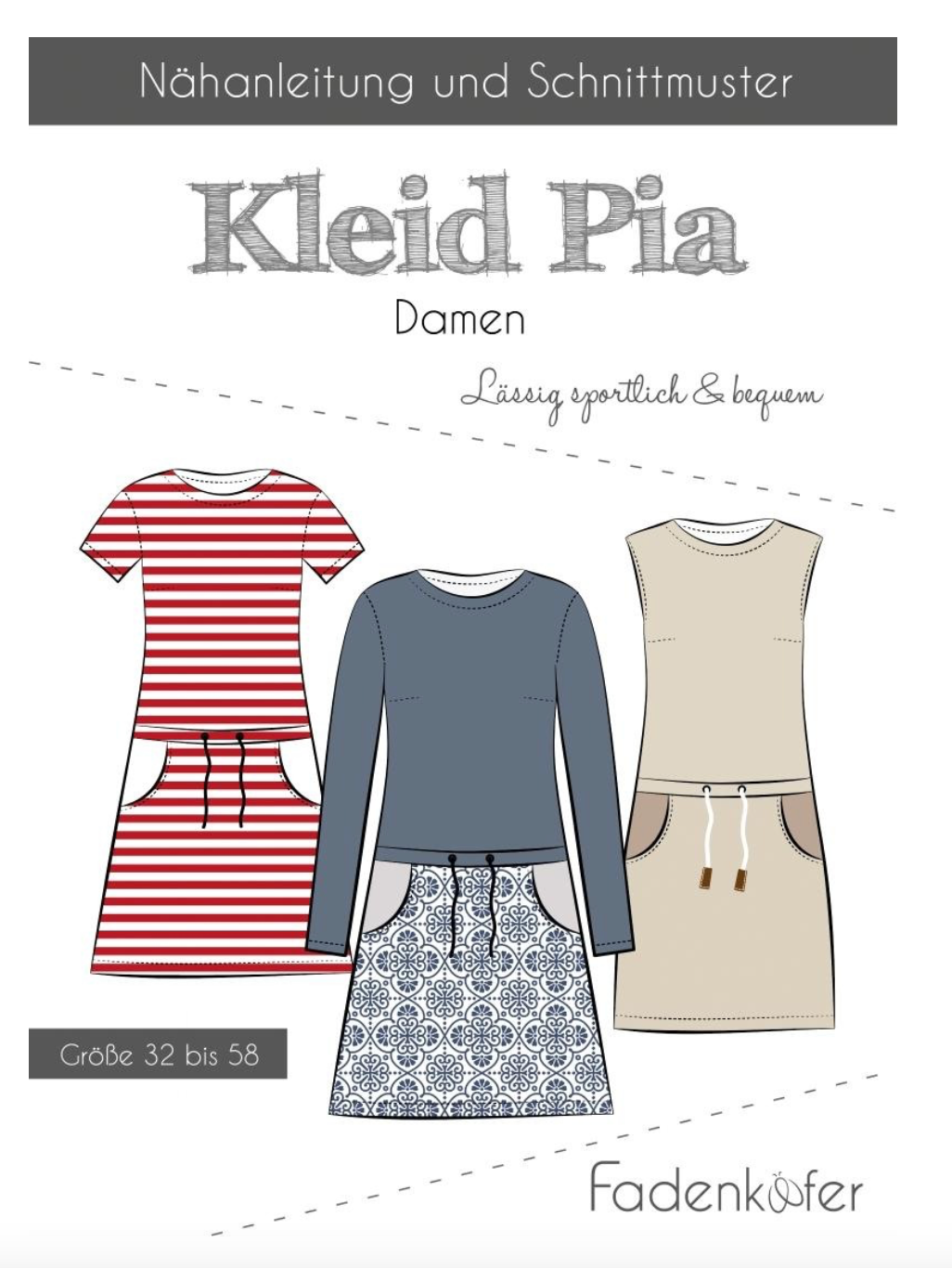 Schnittmuster, Pia Damen Kleid, Gr 32-58