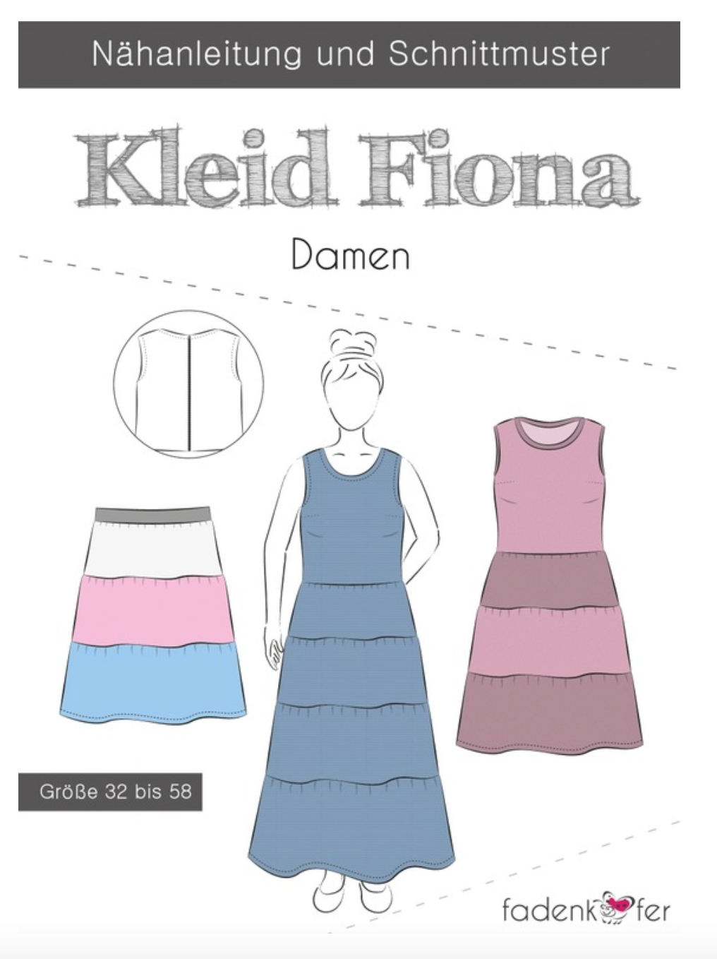 Schnittmuster, Fiona Damen Kleid, Gr 32-58