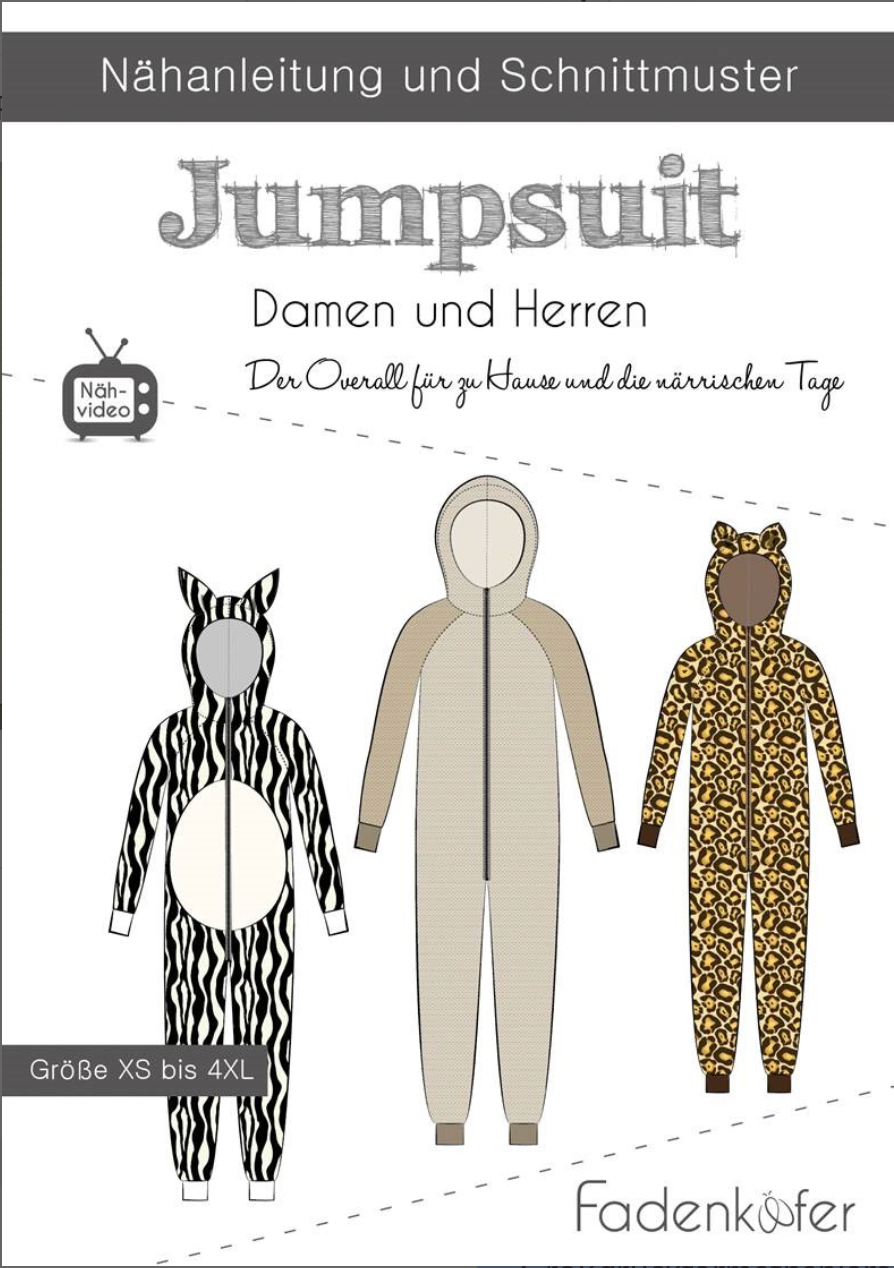 Schnittmuster, Jumpsuit Damen und Herren, Gr XS-4XL