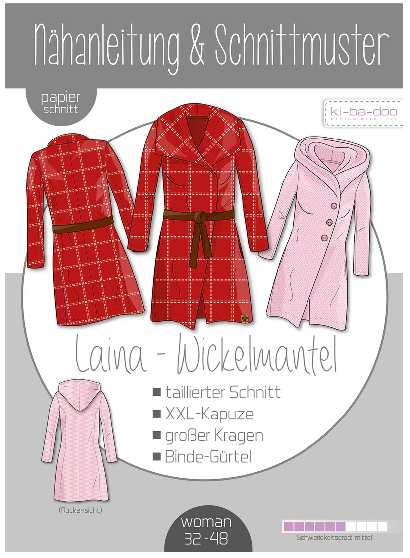 Schnittmuster, Laina-Wickelmantel, Gr 32-48