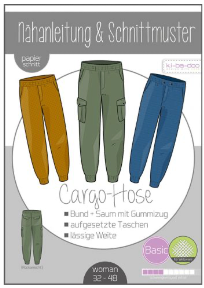 Schnittmuster, Cargo-Hose, Gr 32-48