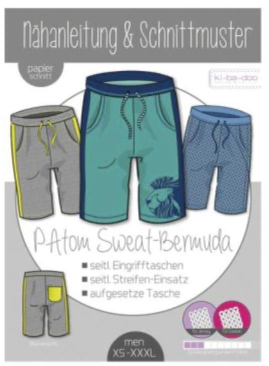 Schnittmuster, PAtom Sweat-Bermuda, Gr XS-XXL