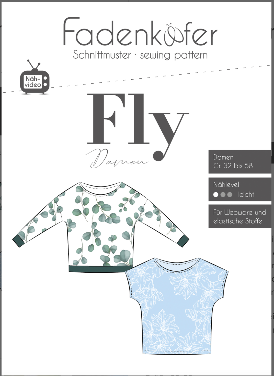 Schnittmuster, Fly Damen, Gr 32-58