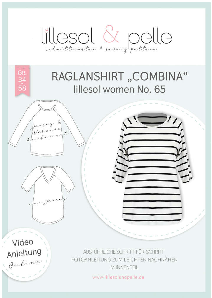 Schnittmuster, Lillesol Raglanshirt "Combina", No 65, Gr 34-50