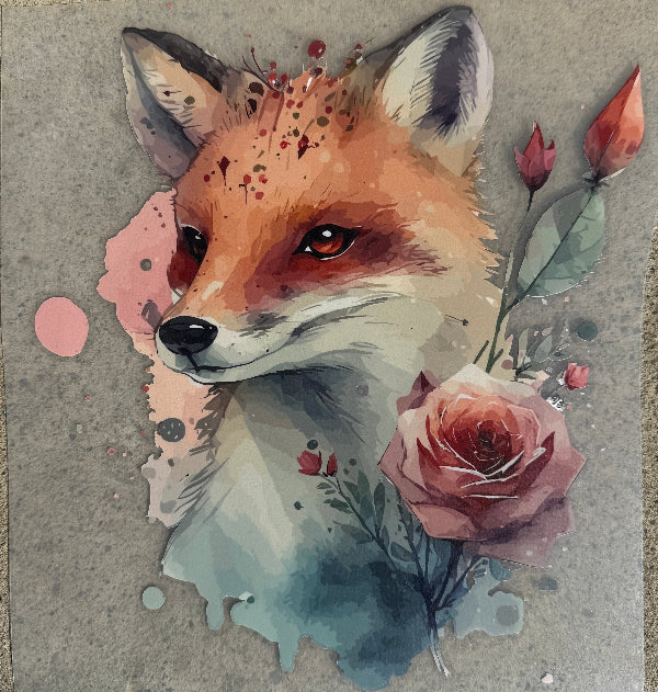 Bügelbild mit einem Fuchs und Blumen. Zum Aufbügeln - Simply Kreativ Schweiz 