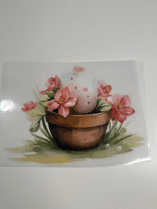 Bügelbild - Bluimentopf mit einem Osterei - Simply Kreativ Schweiz 