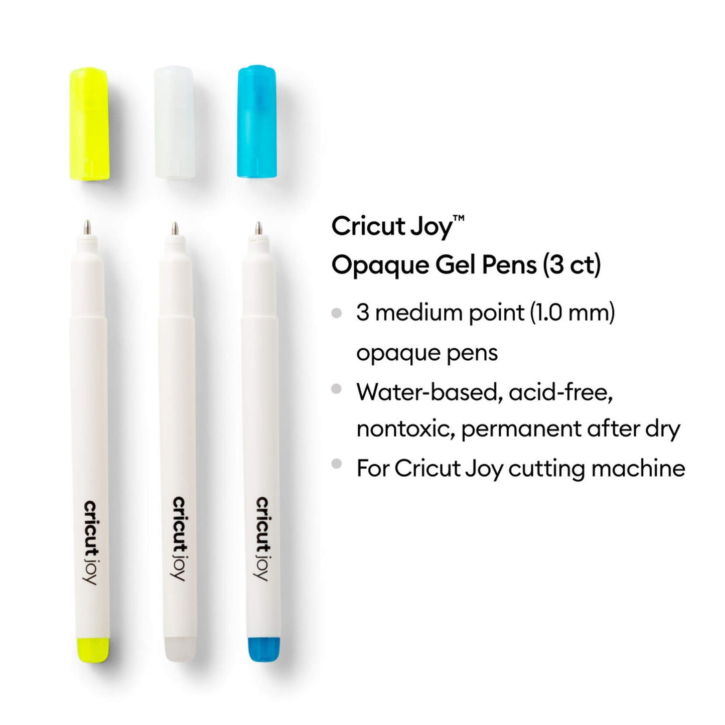 Cricut JOY hochdeckende opak Gelstifte 1.0 mm (gelb, weiss, blau)