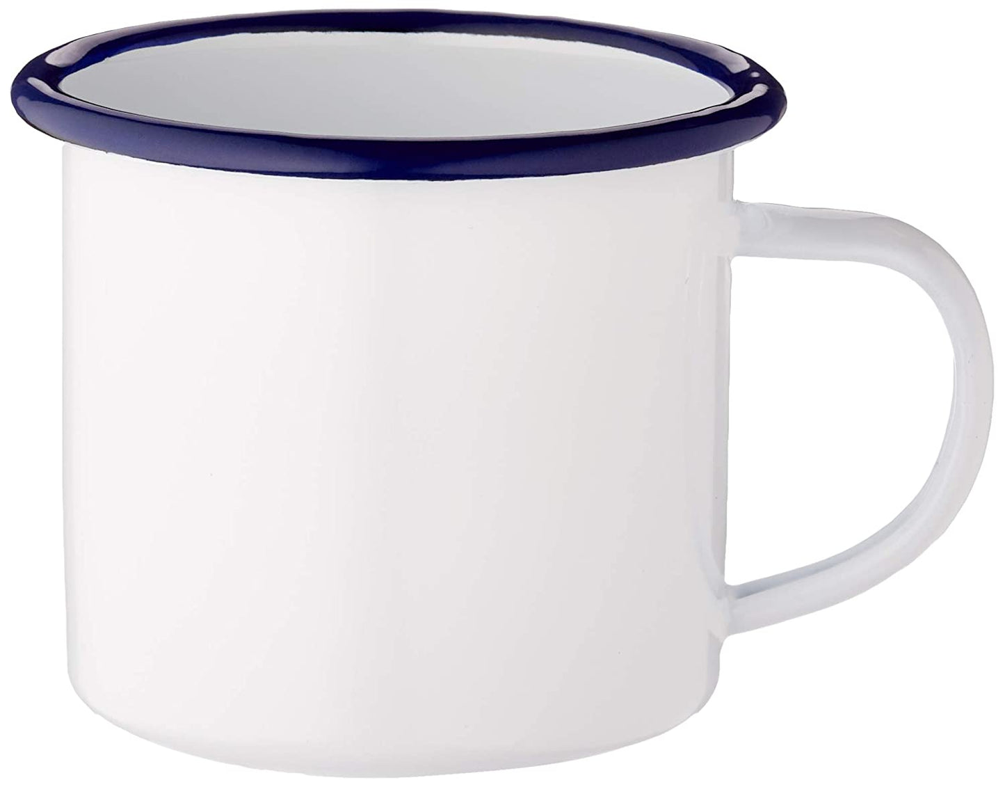 Emailletasse weiss 12oz - mit blauem Tassenrand - Sublimation