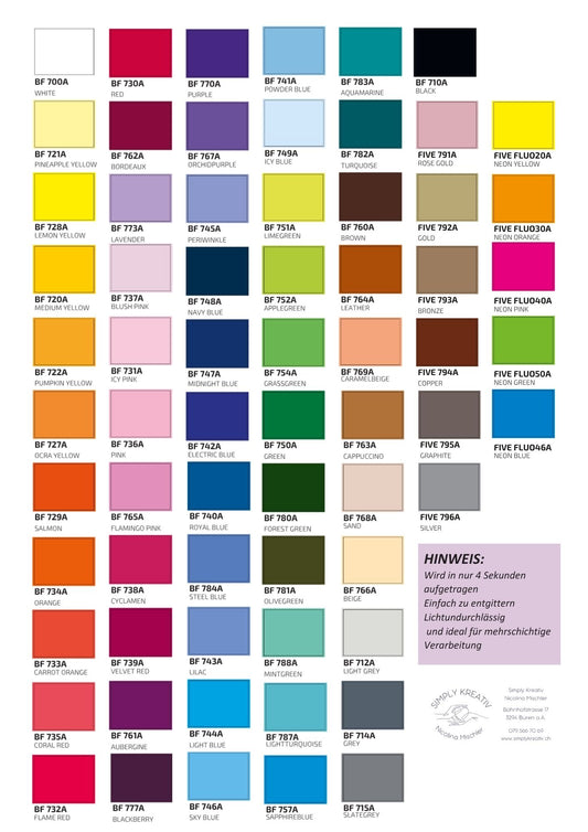 B-Flex Textilfolie, 60 Farben zum Aufbügeln