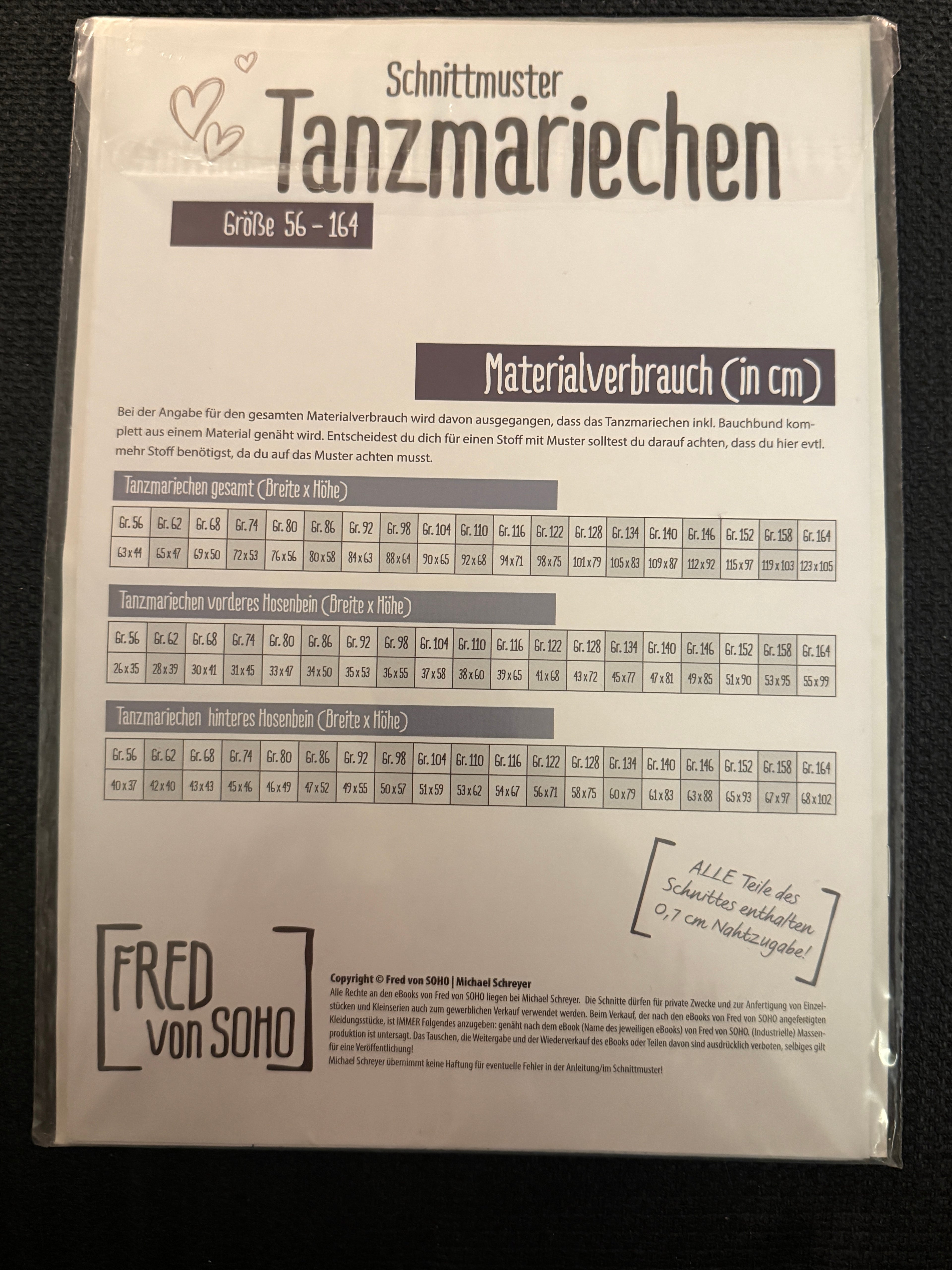 Schnittmuster, Tanzmariechen, Gr 56-164