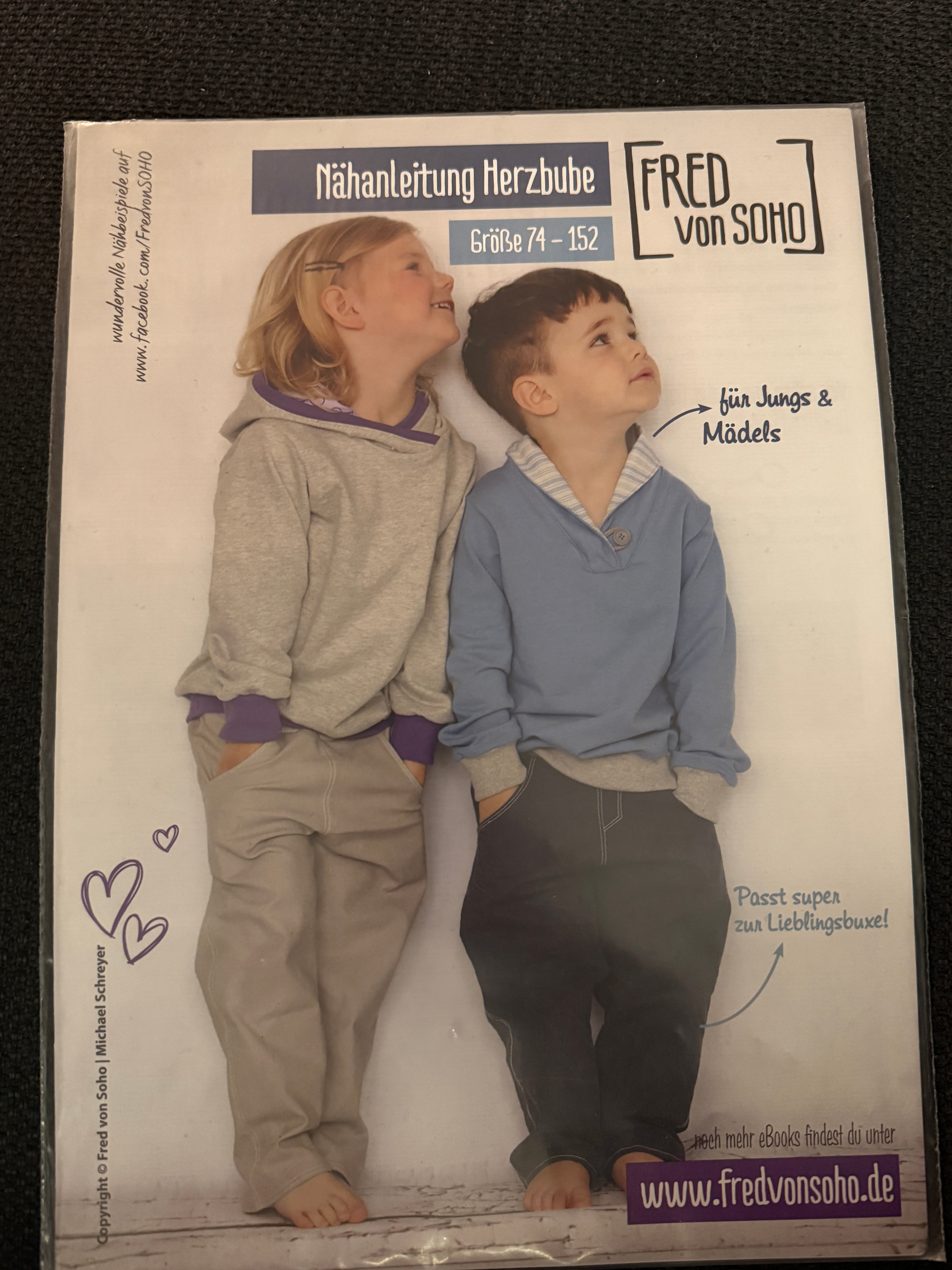 Schnittmuster, Herzbube, Gr 74-152