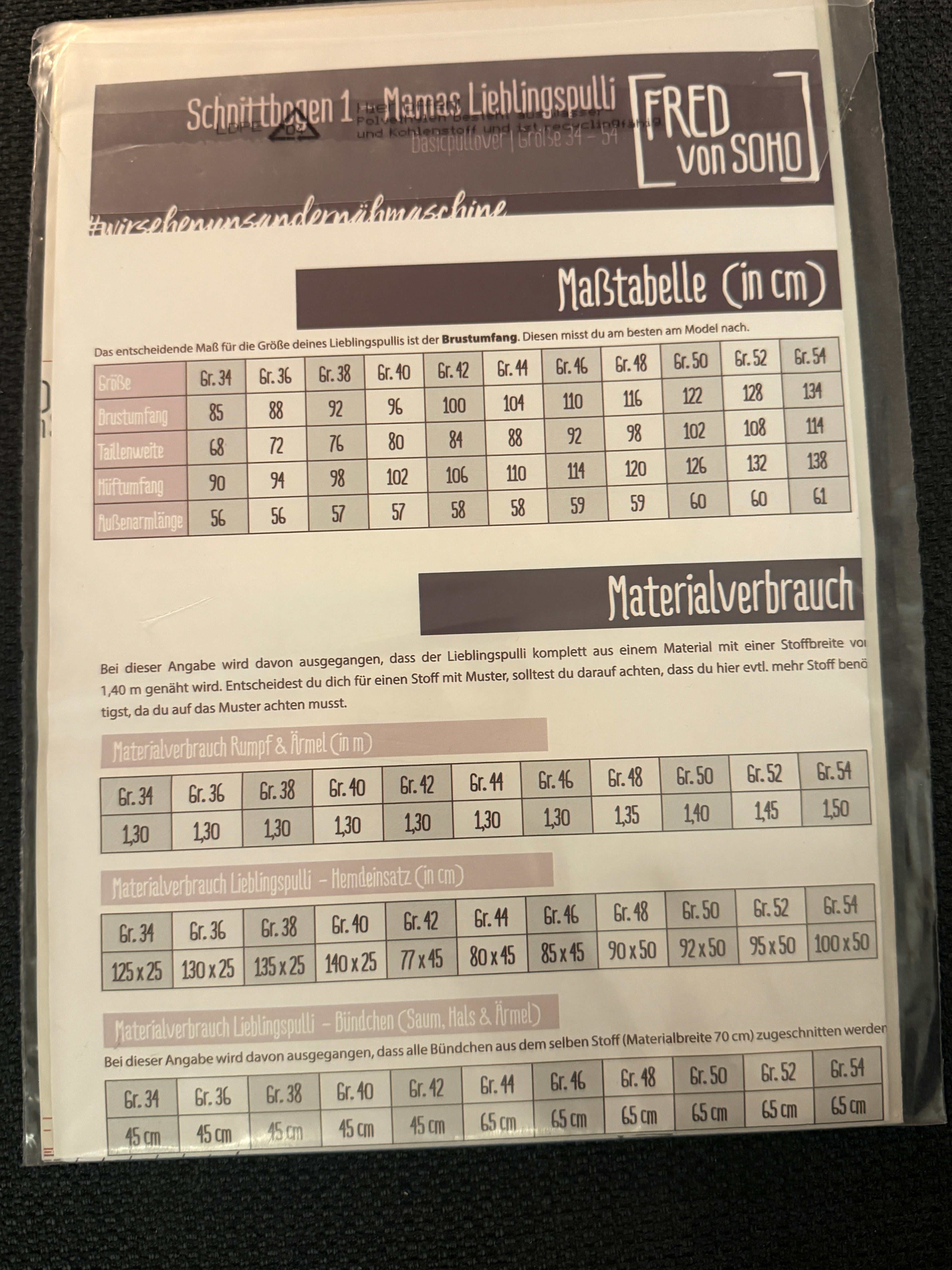 Schnittmuster, Mamas Lieblingspulli, Gr 34-54