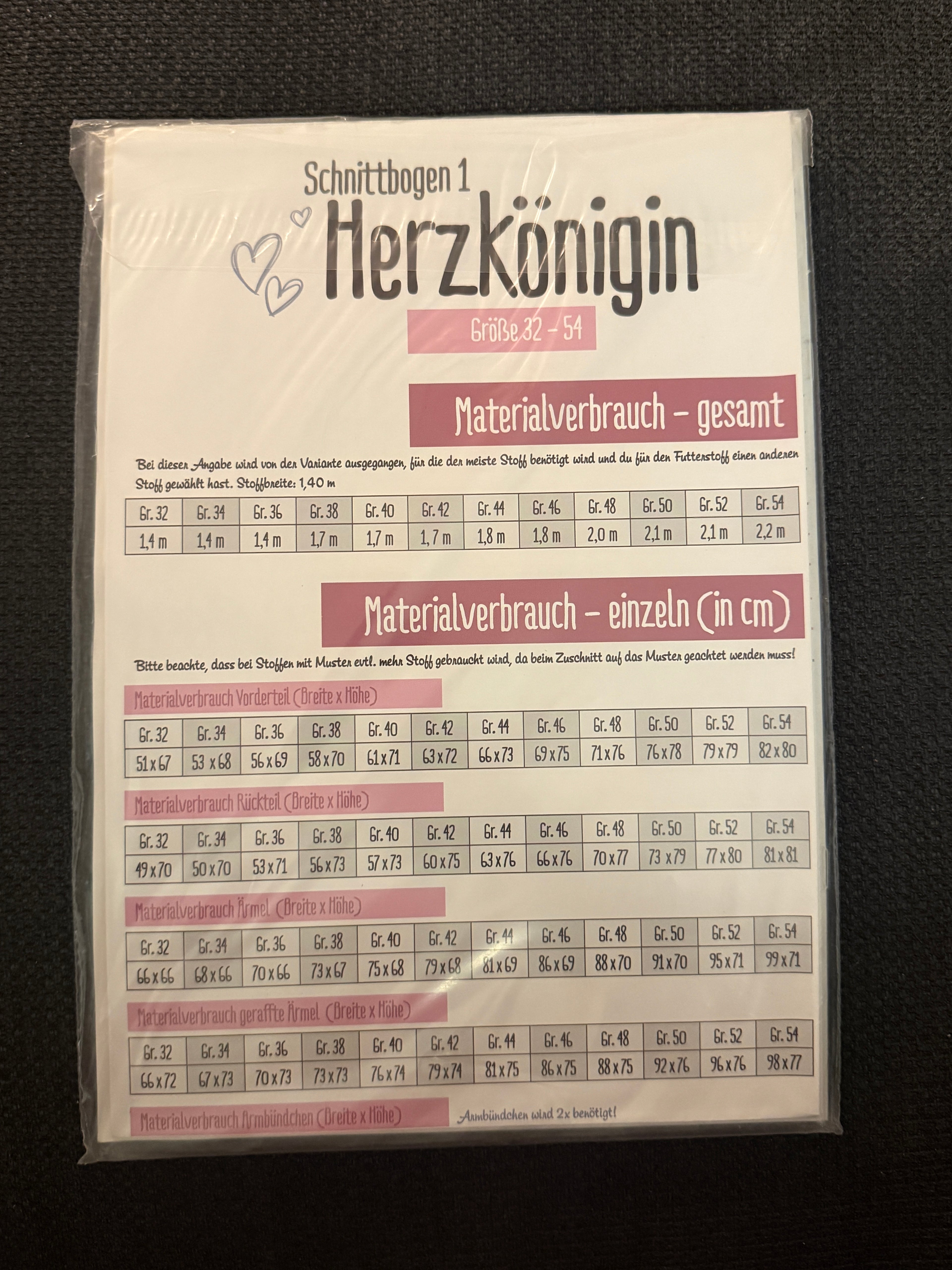 Schittmuster, Mamas Herzkönigin, Gr 32-54