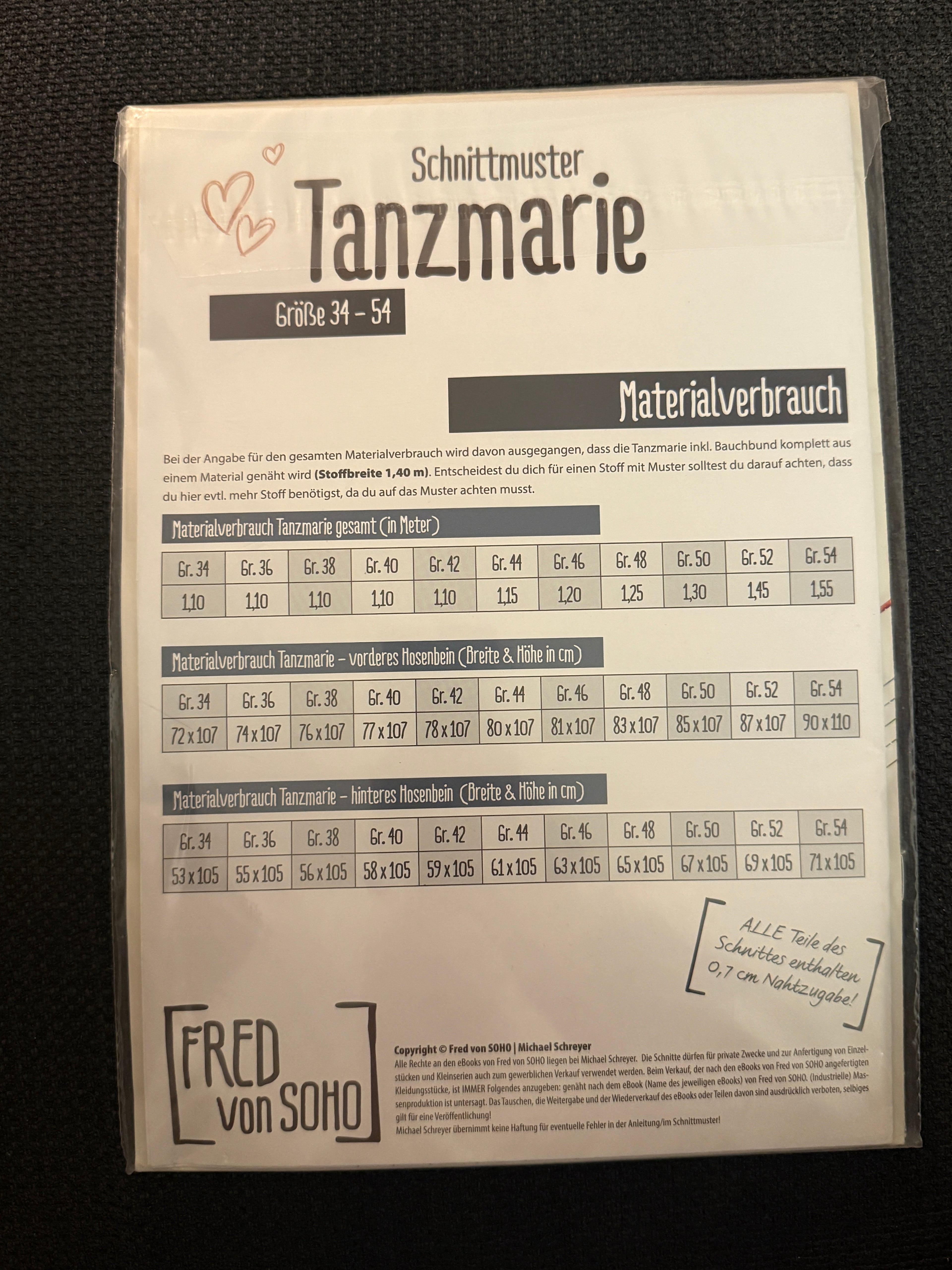 Schnittmuster, Tanzmarie, Gr 34-54