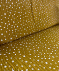 Musselin Double Gauze Stoff, Tupfen Weiss/Senf