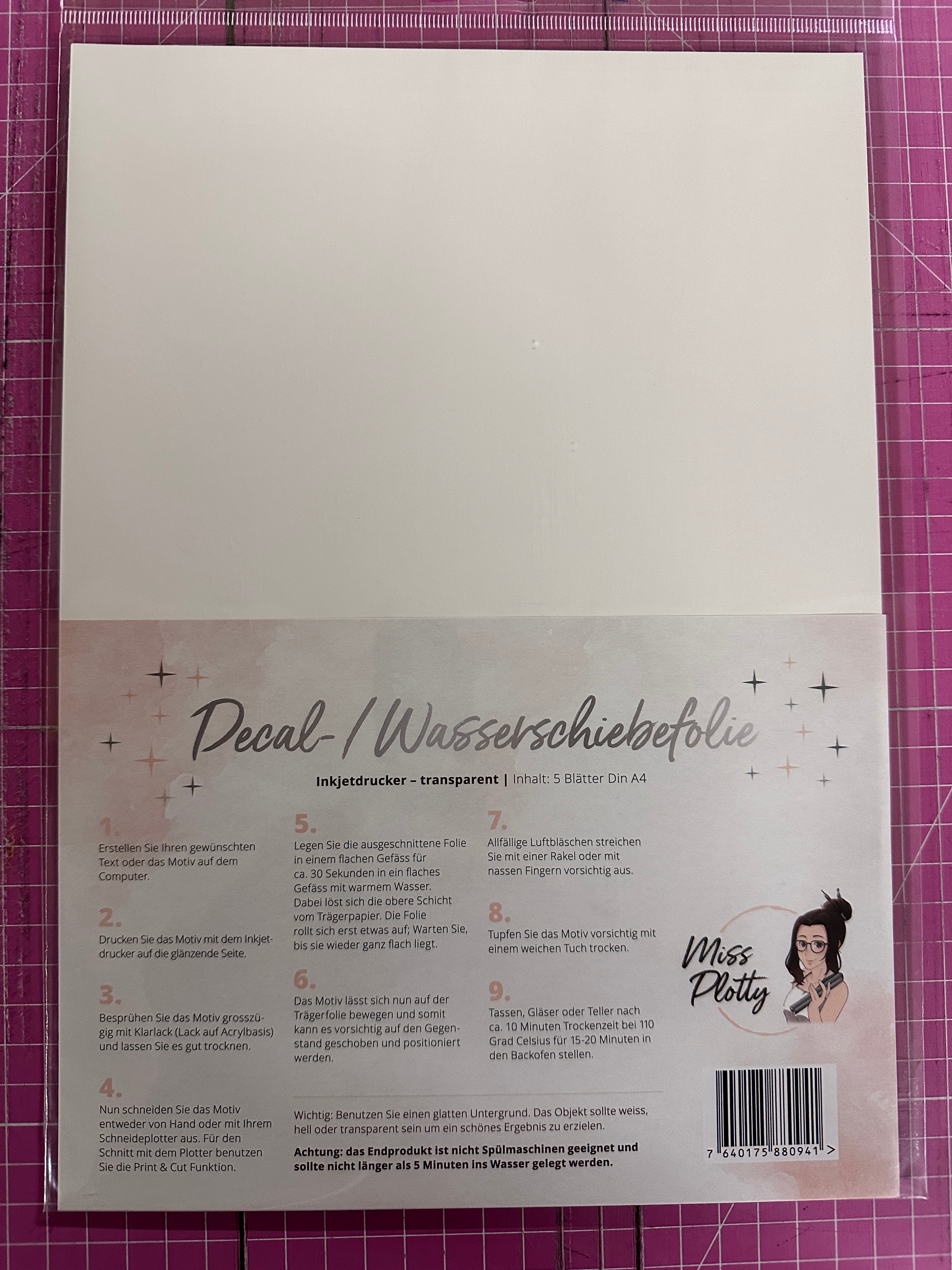 Waterslide/ Wasserschiebe Folie Decal HT Folie A4 Inkjetdrucker