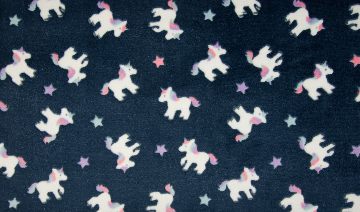 Flanell Fleece Einhorn Navy