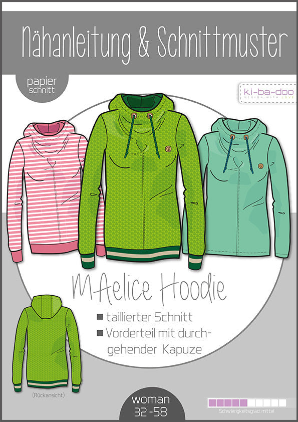 Schnittmuster, MAelice Damen Hoodie, Gr. 32-58