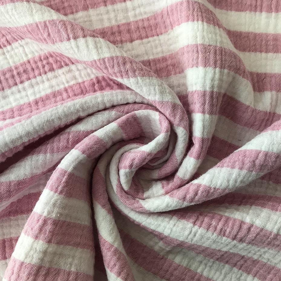 Musselin Double Gauze Stoff,  Streifen Rosa
