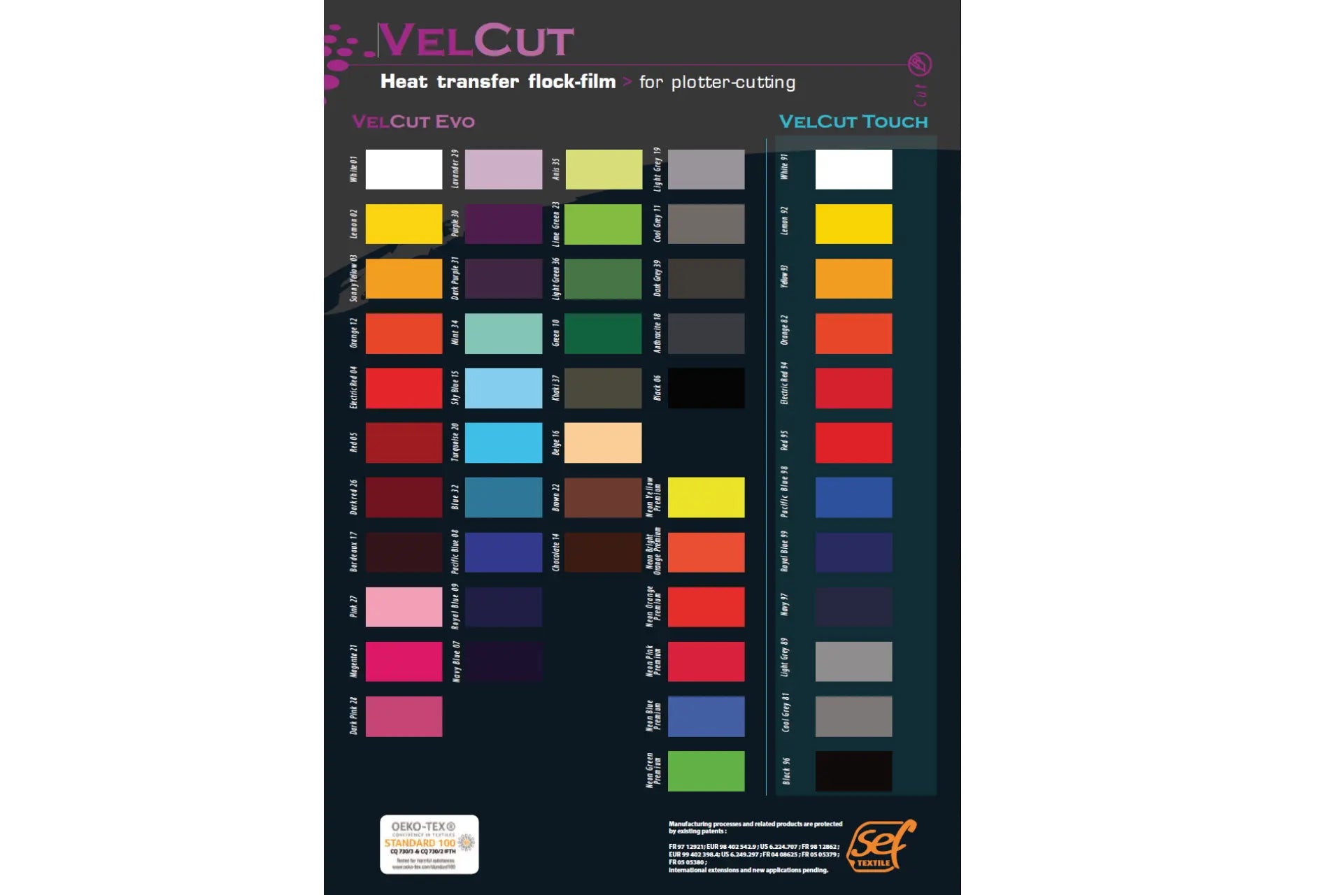 VelCut Flock Folie Farbkarte