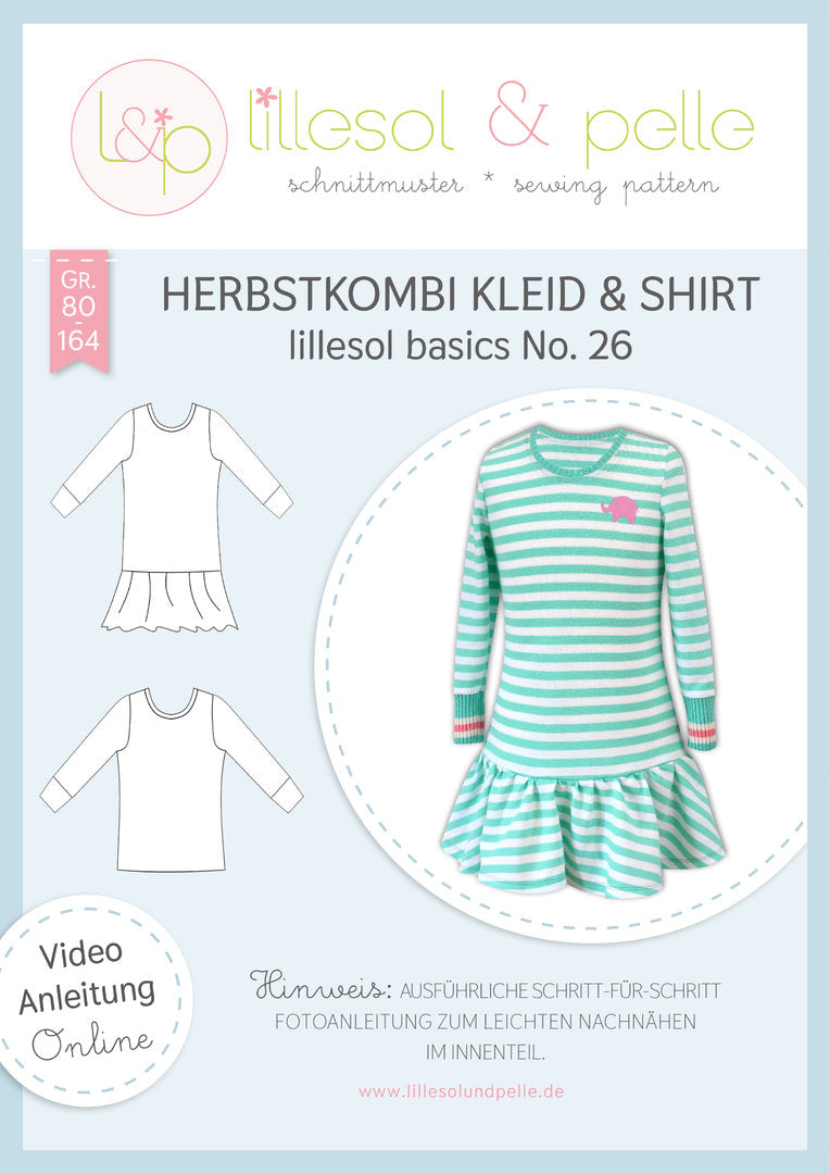Papierschnittmuster, Lillesol Herbstkombi Kleid & Shirt, No 26,  Gr. 80-164