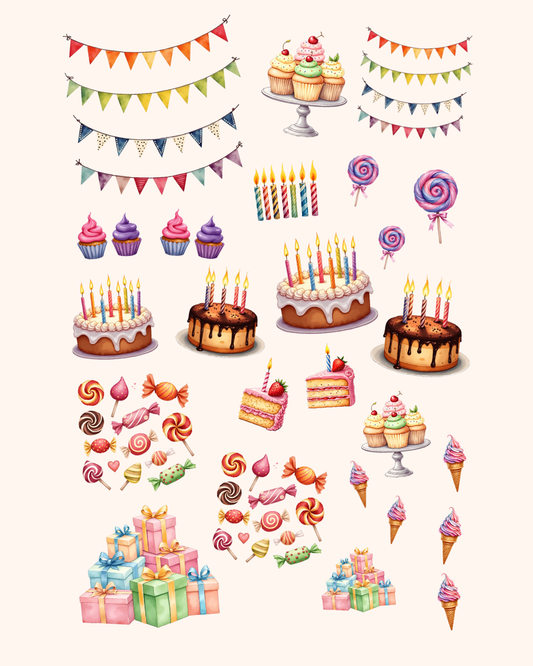 UV-DTF Aufkleber Kuchenparty