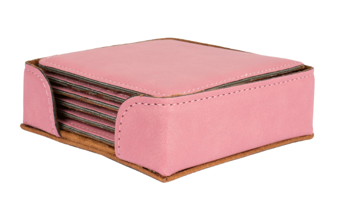 Untersetzer-Set Kunstleder in der Farbe rosa